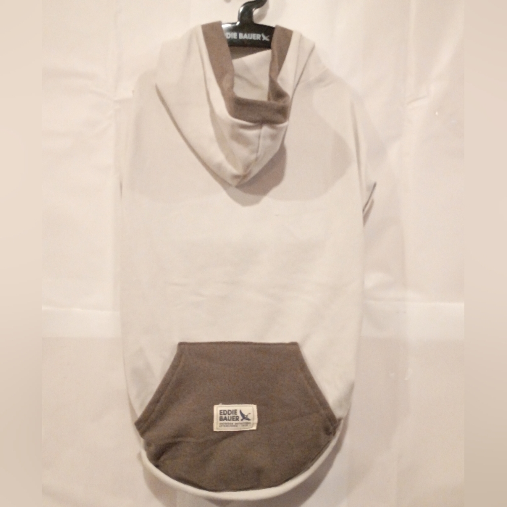 Eddie Bauer White and Brown Hooded Pet Sweatshirt